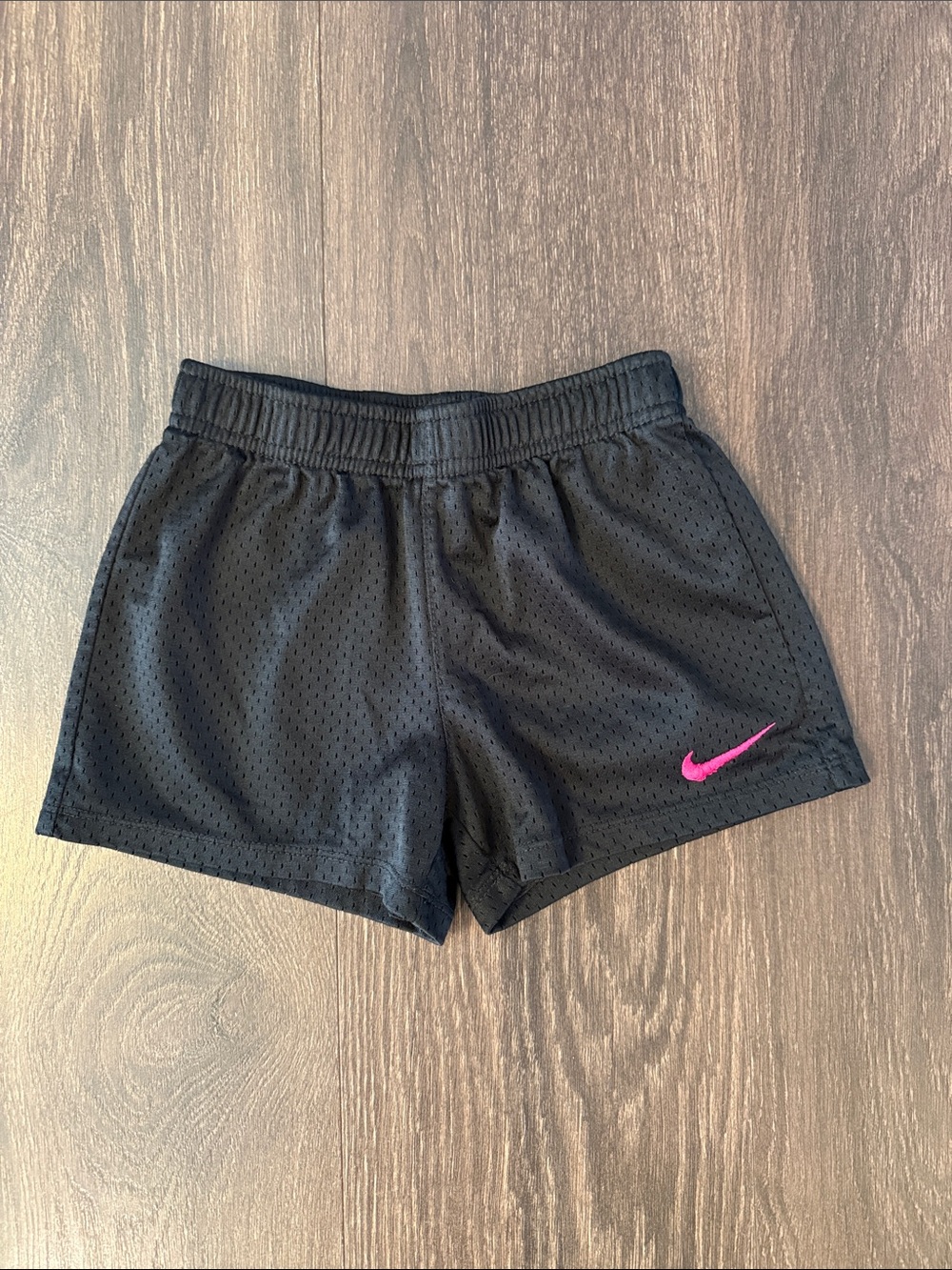 Nike Women’s Black Mesh Athletic Shorts with Hot Pink Swoosh